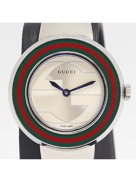 Gucci U-play 129.5 Quartz Sherry Line Bangle Watch Silver Dial Kzk